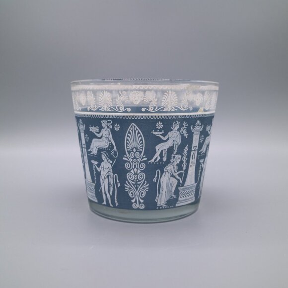 Jeanette Glass Wedgwood Style Grecian Blue Hellenic Glass Ice Bucket - Picture 2 of 6